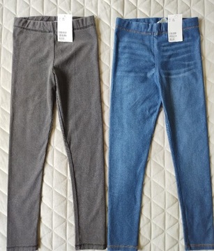 H&M 2x legginsy jak jeans NOWE r. 128