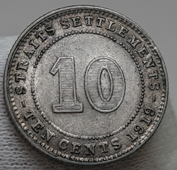 STRAITS SETTLEMENTS 10 CENTS 1919