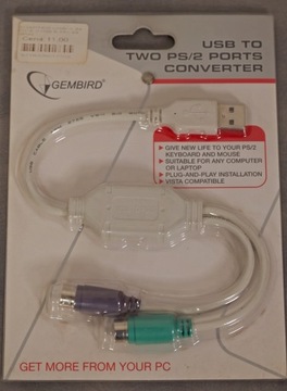 Adapter USB Gembird USB - PS/2 x2 Biały