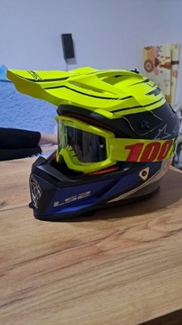 Kask enduro ls2 plus gogle 100%