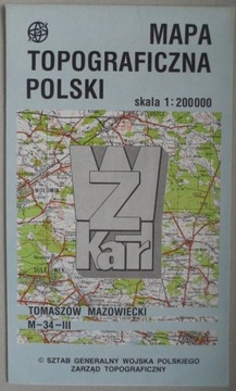 Mapa topograficzna Polski M-34-III Tomaszów Mazow.
