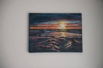 Obraz akrylowy, morze, zachód słońca 30x40cm