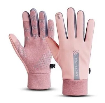 Damskie ciepłe różowe rękawiczki 
