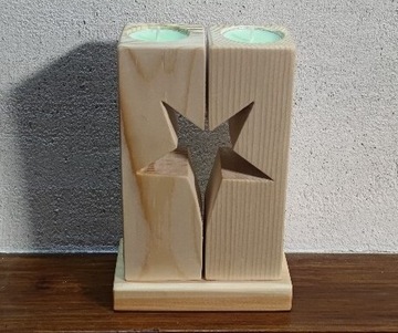 Świecznik drewniany z gwiazdą