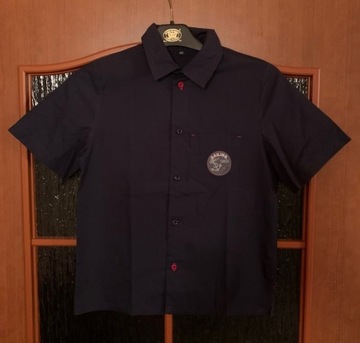 Granatowa koszula z krótkim rękawem r. 146 MMDadak