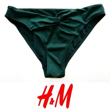 ciemnozielony dół bikini strój kąpielowy H&m XS 34