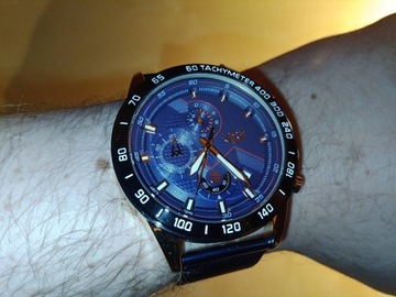 Zegarek LIGE Tachymeter Niebieska tarcza i pasek!