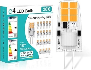 20szt. Żarówka LED G4 2700K, 180 lm, 1,2 W