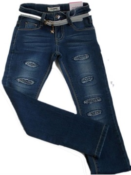 Świetne jeansy z paskiem dla Niej 134/140(10L)