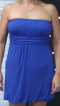 Sukienka niebieska mini bez ramiączek