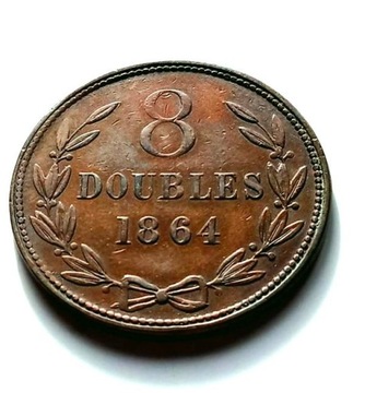 8 doubles 1864r. Guernesey