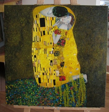 Obraz ręcznie malowany G. Klimt "Pocałunek" 