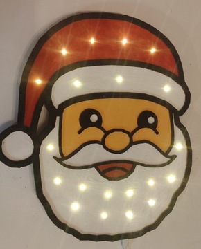 Lampka drewniana LED Mikołaj na Święta Hand Made