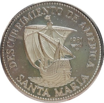 Kuba 5 pesos 1981, proof Ag KM#73