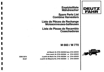 Katalog części deutz fahr M 660, M 770