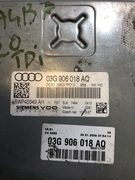 Sterownik komputer Audi A4 2.0TDI 03G 906 018 AQ.