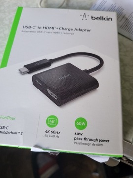 BELKIN ADAPTER Z ŁADOWANIEM USB-C DO HDMI 4K 60HZ 