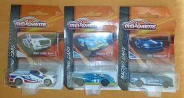 3 Majorette Racing Cars Porsche Ford Mustang Isuzu