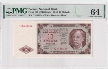 10 złotych 1948, seria C , PMG64