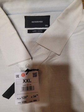 Biala koszula Reserved, XXL, linen 