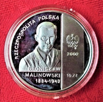 Bronisław Malinowski -srebrna moneta kolekc. 2002 