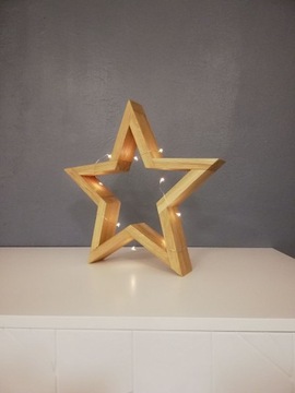 Lampka gwiazda Å›wiÄ…teczna drewniana na prezent