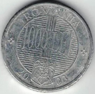 Rumunia 1000 lei lejów 2003 22,2 mm