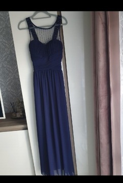 Piękna długa , niebieska sukienka 