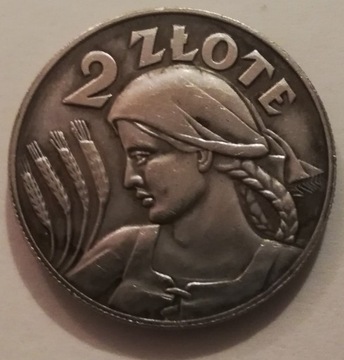 2 złote 1925 z kropką żniwiarka kobieta i kłosy zł