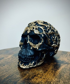 Ręcznie malowana czaszka black&gold DUŻA