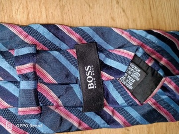 Markowy krawat w paski Hugo Boss elegancki męski 