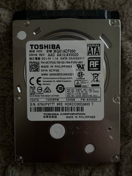 Dysk Toshiba SATA HDD MQ01ACF050 500GB
