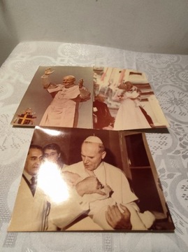 3 Fotografie z Papieżem Janem Pawłem II Duży Wymia