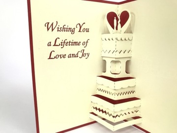 Kartka Ślubna 3D Tort weselny z życzeniami ślub