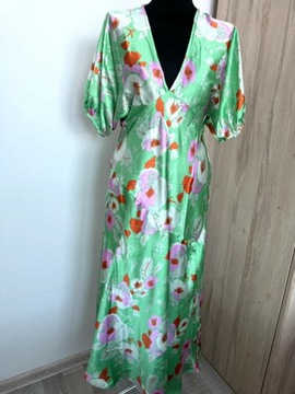 ASOS satynowa sukienka midi maxi Floral S/M