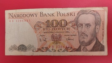 Banknot 100 zł z 1988r, Seria RB