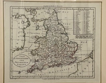 Stara mapa Anglii ładnie oprawiona, Anglia