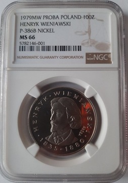 100 zł H.Wieniawski Ngc Ms 66 Próba nikiel