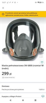 Maska pełnotwarzowa 3M 6800 (rozmiar M-średni)