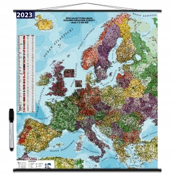 Mapa kodowo-drogowa Europy 140x120cm