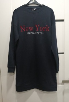 Bawełniana sukienka z haftem New York H&M Divided 