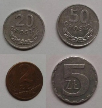 Różne monety polskie z okresu PRL z lat 1976~1990