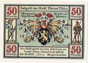 Notgeld, 50 FENIGÓW 1921 / Plaue - Thür