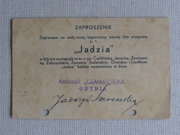 Jadwiga Smosarska - autograf (1936)