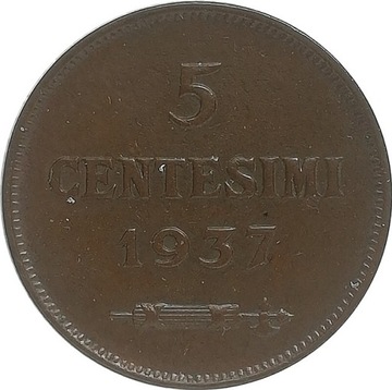 San Marino 5 centesimi 1937, KM#12