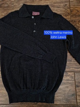 Męski sweter John Lewis, polo z wełny merino, eur