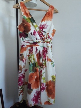 Bawełniana sukienka żywe kolory abstrakcyjne kwiat