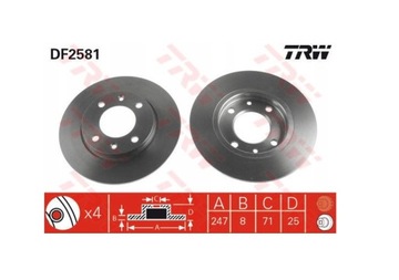 TRW DF2581 Tarcze hamulcowe 2 szt Citroen xsara