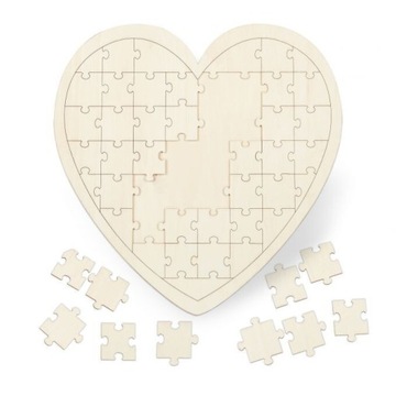 Drewniane duże serce puzzle księga gości 