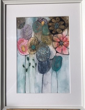 Obrazki z motywem abstrakcyjnych kwiatów 